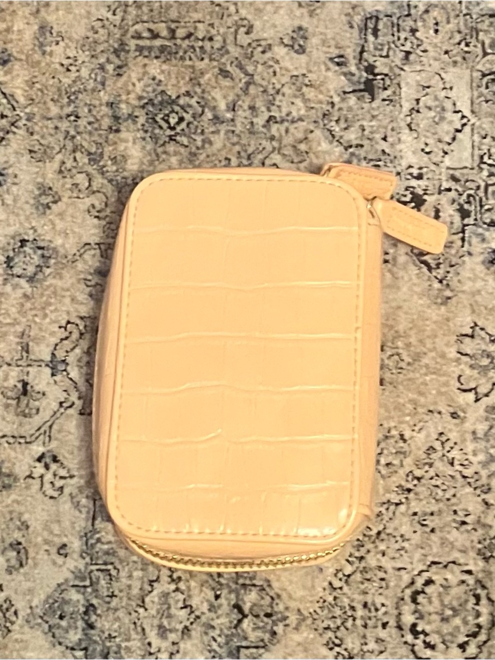 Trish McEvoy Pale Peach Croc-Embossed Zip Cosmetic Case